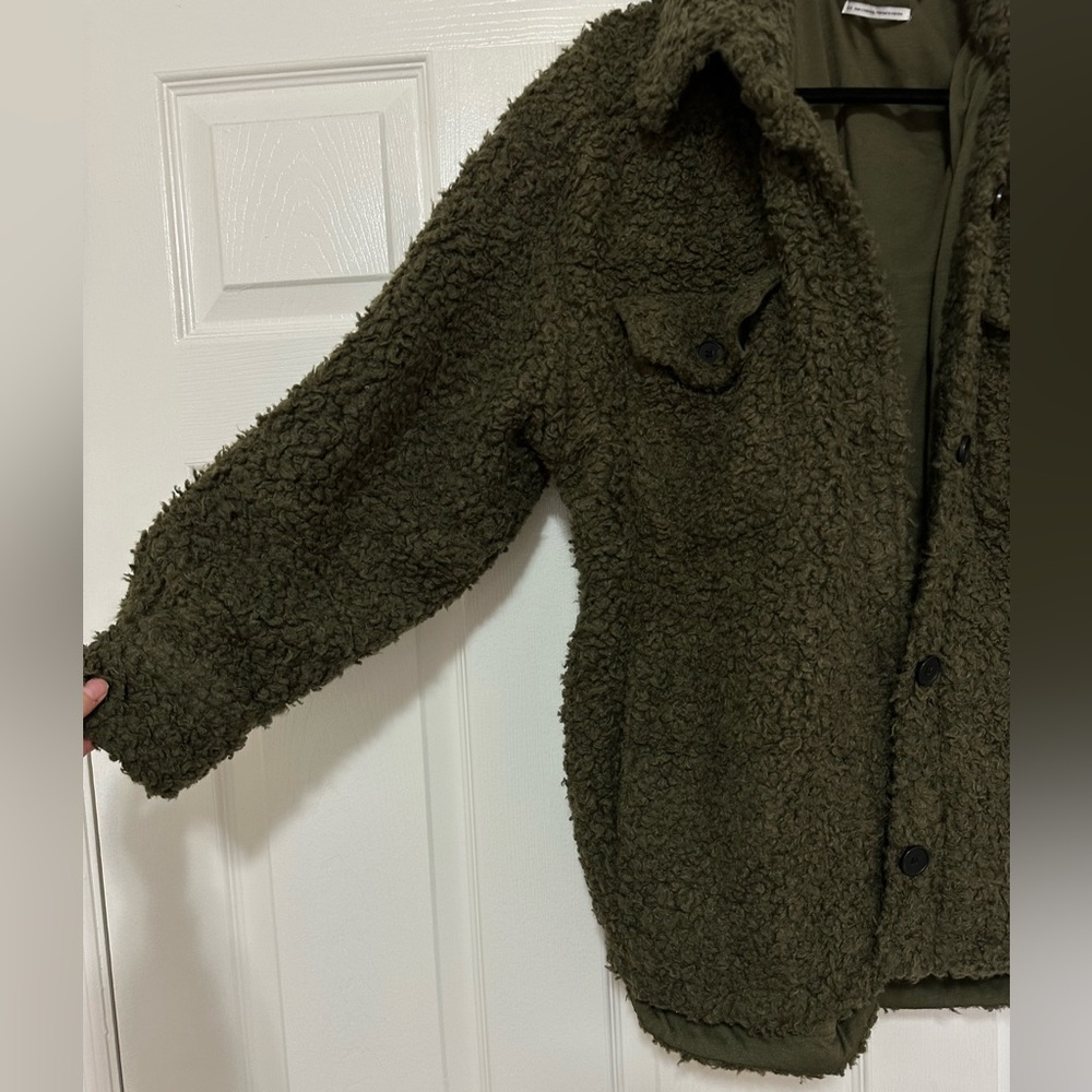 Urban Outfitters Palmer Sherpa Shirt Jacket Green, Medium - Picture 5 of 9